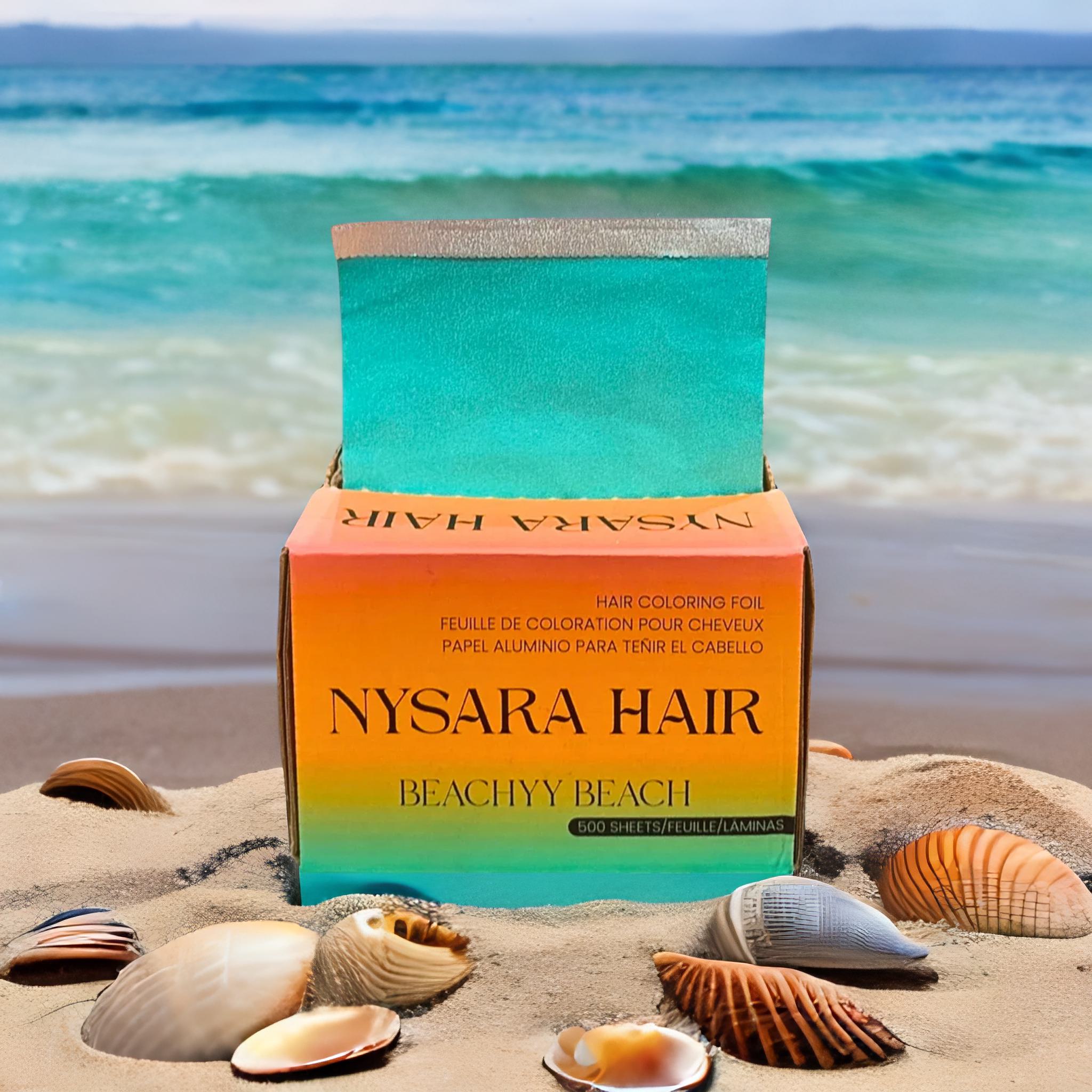 Beachyy Beach embossed foils - Professional teal hair foils for color application - Canadian brand Nysara Hair