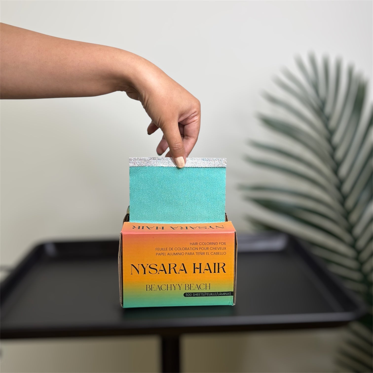 Beachyy Beach professional hair foils - Teal embossed texture for balayage and highlights - Canadian brand Nysara Hair