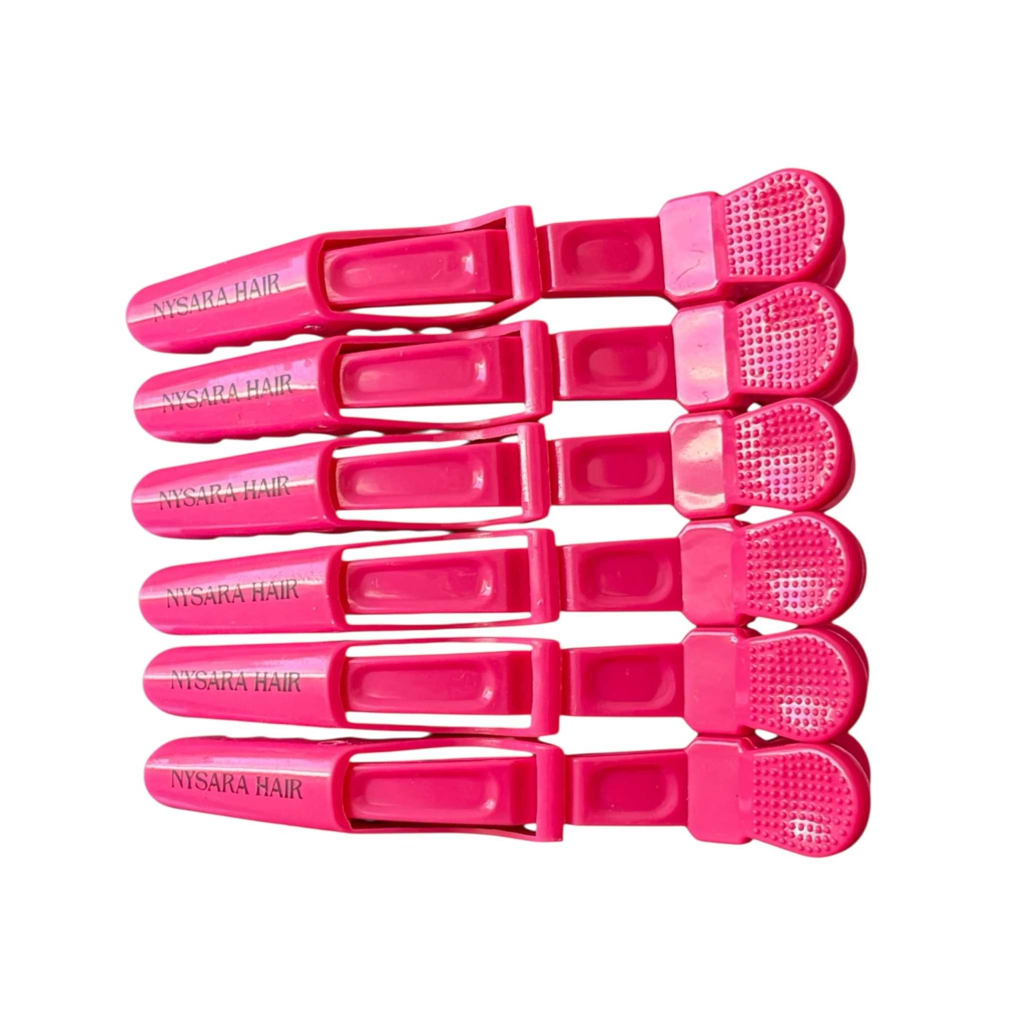 Rossy Rose pink alligator clips Canada - Professional non-slip sectioning clips 6-pack - Canadian brand Nysara Hair