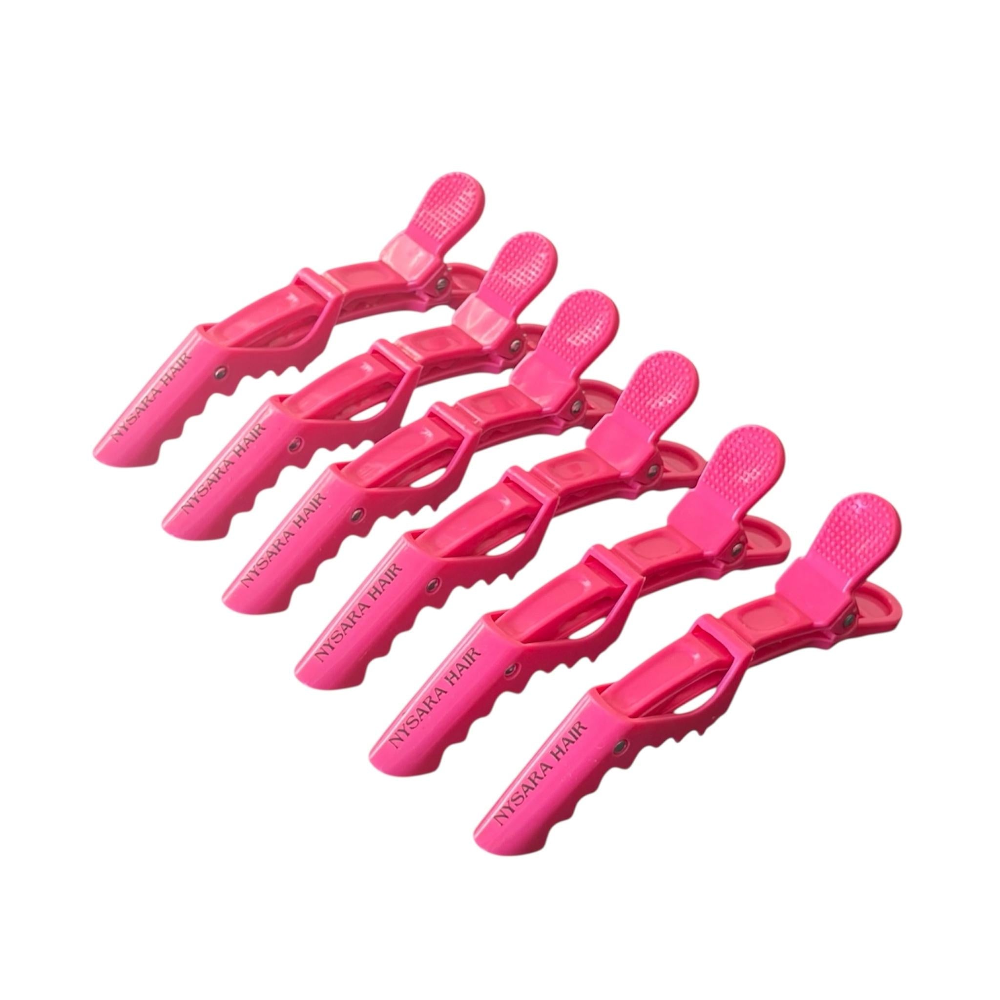 Rossy Rose pink alligator clips Canada - Professional non-slip sectioning clips 6-pack - Canadian brand Nysara Hair