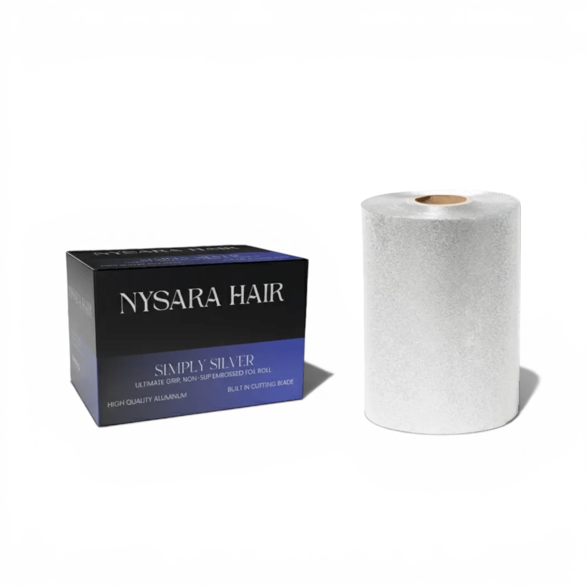 Simply Silver embossed hair foil roll - 320 ft professional salon foil - Superior grip and heat retention - Nysara Hair Canada