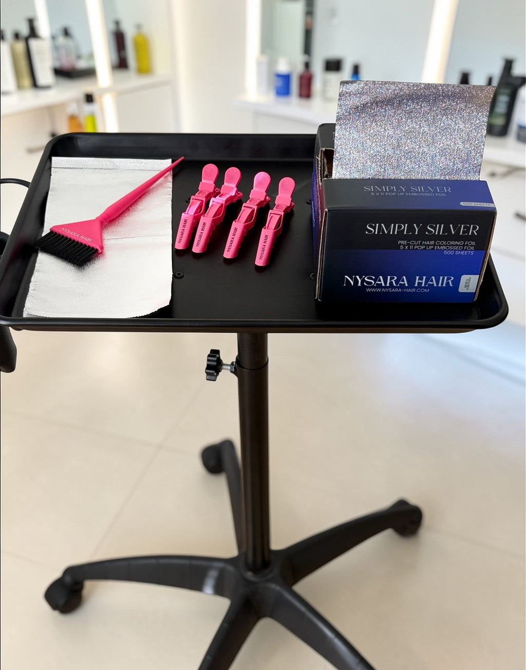 Simply Silver pop-up hair foils - Professional embossed foils for salons- Canadian brand Nysara Hair