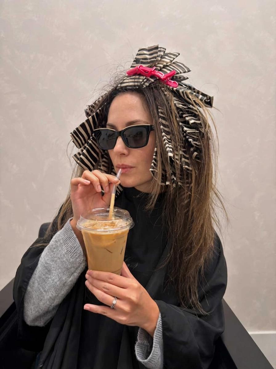 Zebra Luxe professional hair foils Canadian brand Nysara Hair Embossed Hair Foils in Action