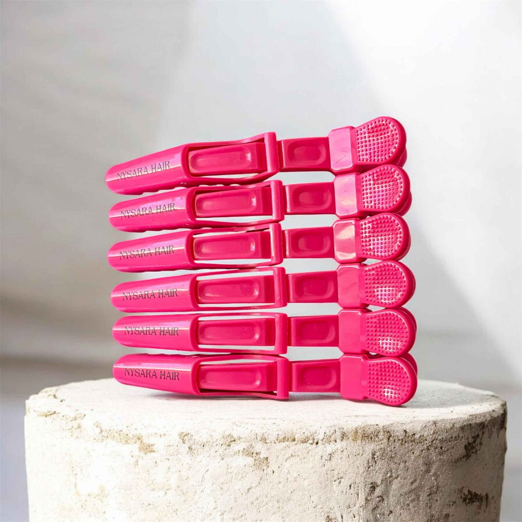 Rossy Rose sectioning clips - Non-slip textured grip for salon use - Canadian brand Nysara Hair