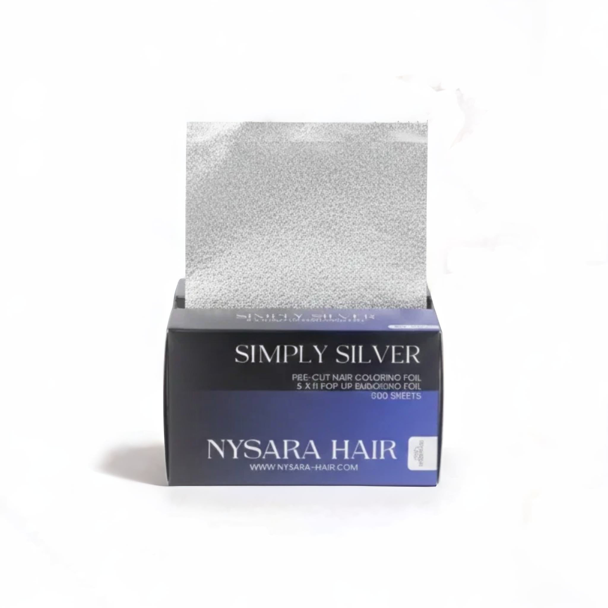 Simply Silver embossed pop-up hair foils - Premium salon highlighting foils - 500 sheets - Made in Toronto by Nysara Hair