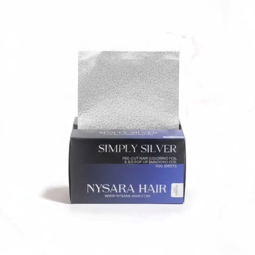 Simply Silver embossed pop-up hair foils - Premium salon highlighting foils - 500 sheets - Made in Toronto by Nysara Hair