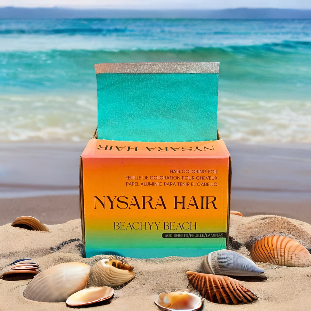 Beachyy Beach teal embossed pop-up hair foils - 500 sheets - Professional salon highlighting and balayage - Nysara Hair Canada
